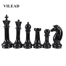 VILEAD Six-Piece Set Ceramic International Chess Figurines Creative European Craft Home Decoration Accessories Handmade Ornament T200710