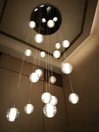 Hanglampen duplex trap lange kroonluchter villa woonkamer verlichting moderne eenvoudige sfeer kristal licht luxe loft appartement