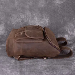 2022 Hbp Aetoo Leather Shoulder Bag, Men Vintage Mad Horse Leather Bag, College Wind Handmade Leather Casual Backpack