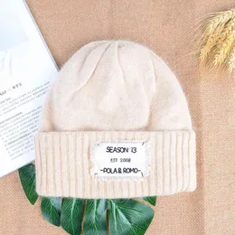 Chapéu quente macio macio macio do inverno do gorro do esboço das mulheres da pele do coelho para as mulheres de lã de lã grossa de malha de malha dos eslásticos dos cillies angora