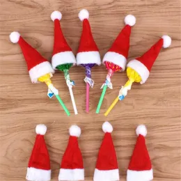 10Pcs/Pack Mini Christmas Hat Xmas Lollipop Hat Mini Wedding Gift Creative Caps Christmas Tree Ornament Decor Santa Claus