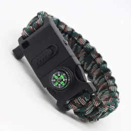 2021 new design mix color Climbing Rope Survival Cord Bracelets Outdoor Paracord Bracelets with SOS LED Light Compass Bangles