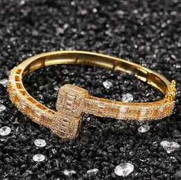 bracciale collana mossanite oro 14 carati uomo donna zirconi diamanti baguette braccialetto quadrato braccialetto apertura dimensioni gioielli hiphop