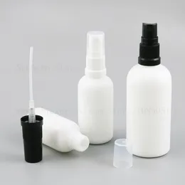 Yuvarlak boş cam şişe 15 ml 1 oz 30 ml 50 ml 100 ml uçucu yağ parfüm e sıvı şişe beyaz siyah püskürtücü ile 20 adet