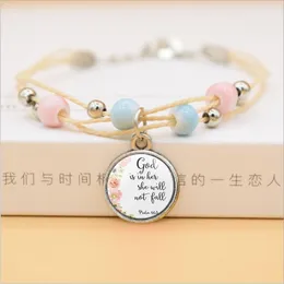 Give Thanter With A Grateful Heart Of Bible Vers Faith Quote Armband Christlicher Glasschmuck Blumen-Frauen-Armreif1