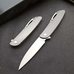 Högkvalitativ ny design Flipper Folding Kniv 8Cr13mov Satin Drop Point Blade Rostfritt Stål Hantera EDC Keychain Knivar med Retail Box