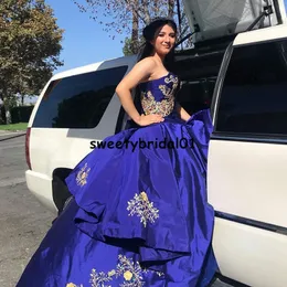 Formale Vestidos De 15 A￱os Königsblau Quinceanera Kleider Spitze Applikation Perlen Sweet 16 Kleid Mexikanische Ballkleider 2021