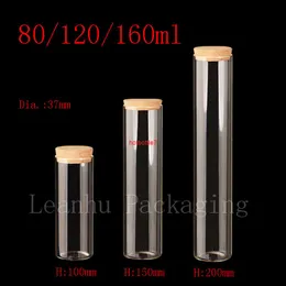 Empty big Glass Display Bottle With Cork, Cosmetic Container,Food Corked Tube Wishing Bottles,80ml 120ml 160mlhigh qualtity