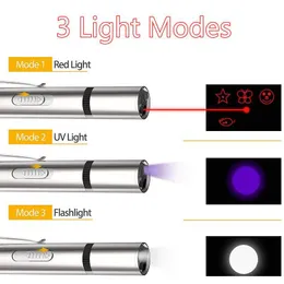 Pet Toy Usb Rechargeable 3 In 1 Funny Cat Chaser Stick Mini Flashlight Red Led Laser Pointer Pen jllROx