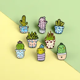 Desenhos animados Cacto Broche Bonito Mini Planta Pot Feminino Mulheres Denim Jaquetas Lapela Pins Hat Badges Kid Jóias Presente de Natal GD1241