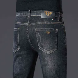 Avsluta Hög Märke Jeans Mäns Höst Vinter Elastiska Slim Liten Rak Tube Middle Waist Ungdom