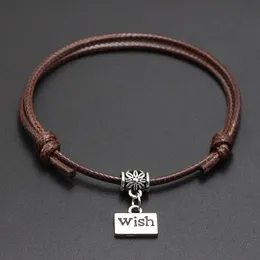 2020 Neues „Best Wish for You“-Anhänger-Armband mit rotem Faden, glücklicher schwarzer Kaffee, handgefertigtes Seil-Armband für Damen und Herren, Schmuck