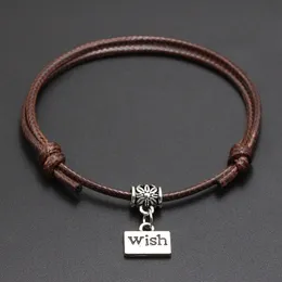 2020 New Best desejo para você Pendant linha vermelha cadeia pulseira Sorte Black Coffee Handmade Rope Pulseira por Mulheres Homens Jóias