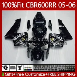 Injektionsformmissor för Honda Glossy Black CBR 600RR 600F5 600CC 2005-2006 Body 72NO.89 CBR600 CBR 600 CC F5 RR F 5 2005 2006 CBR600F5 CBR600RR 05 06 OEM KOVISWORK