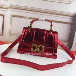 Large Capacity Women's Evening Bag Fashion Retro Letter Copper Buckle Real Leather Handheld One Shoulder Messenger Bag Show Party Wedding Gift Luxury Box