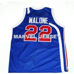 22 Mose Malone Alla stjärnor Bule Vit Basketball Jersey Mens Stitched Anpassat Nummen Namn