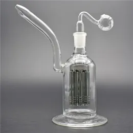 Hookah 8 bra￧os ￡rvores Percolator Glass Dab Rigs Bongueiros Bongas de 8 polegadas Reciclador de vidro Reciclador Tubos de ￡gua 14 mm Bongo de cinzeiro com tubo de queimador de ￳leo de vidro