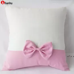 NEW! 40x40cm Bow Pillow Covers Sublimation Blanks DIY Printing Cushion Pillowcases with Zipper Pillow Case