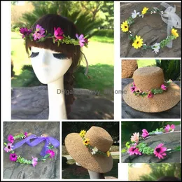 Hochzeit Haarschmuck Frauen Blumen Kranz Braut Blumenkrone Stirnband Kinder Party Haarband Koreanische Accessoires Verstellbare Blumengirlanden Dro