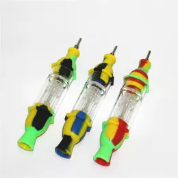 Wasserpfeifen 10 mm Mini-Silikon-Nektarsammler-Kits mit domeless Ti Nail Nector Collector Ölbong DHL