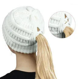 비니/두개골 모자 2021 레이디스 가을과 겨울 패션 따뜻한 모자 컬러 니트 야외 스포츠 달리기 여성