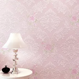 Beibehang Pastoral Floret TV Background Wallpapers 3DフローリングPVCリビングルームのためのエンボス加工された壁紙