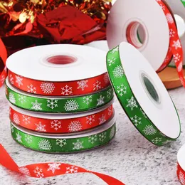 1cm Christmas ribbon print snowflake Ribbons Wrap Gift Box Wrapping Christmas Festivel home Decorations will and sandy drop ship
