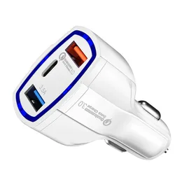 3-in-1-Typ-C-Dual-USB-Anschlüsse QC3.0 7A Schnelllade-Autoladegerät-Adapter für Universal-Handy