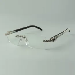 2022 Naturliga Buffalo Horns Glasögon Ram 3524012 med lyxbukettdiamanter för Unisex, storlek: 56-36 -18-140mm