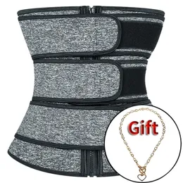 3 Zip Waist Body Shaper Plus Storlek Wasit Trainer Womens Belly Control Sweat Belt Cinta Modeladora Avfallstränare 201222