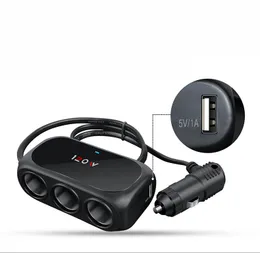 Car Charger Splitter 3 in 1 Car Power Adapter 120W Distributor Cigarette Lighter Dual USB Auto Cup Holder Adapter Vehicle Power Splitter