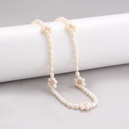 Coeufuedy äkta sötvattenspärlhalsband för kvinnor daisy handgjorda 3-4mm vit ris pärlhalsband finjewelry 2020 ny Q0531