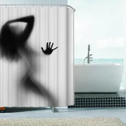 Mode kreativ sexig tjej och kvinnor skugga bad dusch gardin vattentät badrum gardin hem dekoration