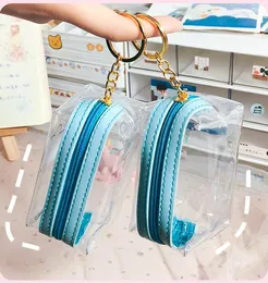 pvc clear purses cartoon girls coin purses multifunction storage bag cut clear bag kids purse holders portable mini keychain bags