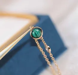 2021 Luxurious quality pendant necklace with one piece diamond and malachite bracelet set free shipping PS3566