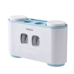 Dispenser automatico di dentifricio per bagno Spremiagrumi per dentifricio Accessori per il bagno Supporto per spazzolino da denti montato a parete LJ201204