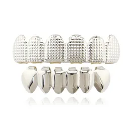 Gitter av övre gyllene tand ärm Hip Hop Stripe Tänder Grillz Electroplate Teeth Grills Set Festliga Party Supplies 11 7CLH1