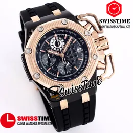 Sprzedaż Nowy 26165 Kwarcowy Chronograph Mężczyzna Zegarek Czarny Tekstury Dial Stopwatch Dwa Tone Rose Gold Case Gumowa Pasek Sport Zegarki Swisstime A02