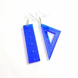 Personality Transparent Ruler Acrylic Charm For Women Creative Triangle Drop Dangle Earring Funny Jewelry