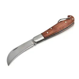 Strumento EDC multifunzionale per esterni Coltello pieghevole con manico in palissandro 2Cr13 Lama per funghi Coltello da caccia Strumento di sopravvivenza di campeggio