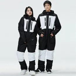 Esqui macacão para homens mulheres inverno à prova de vento à prova d 'água terno quente masculino feminino e snowboarding neve jaqueta + calça 220106