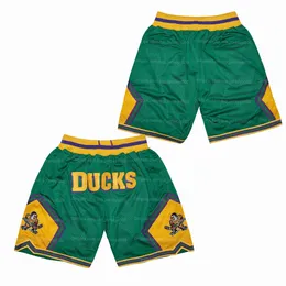 Movie Mighty Ducks Zielone spodenki do koszykówki z przeszyciami i kieszonkami Bombay, rozmiar S-XXL