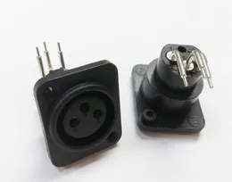 XLR 3PIN Kobiet Jack Prawa Kątowa Panel Mount Adapter Connector Black Color / 6 sztuk