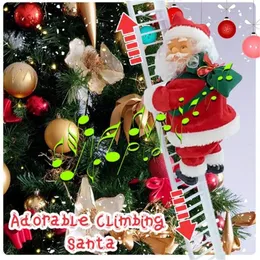 Divertente Natale Babbo Natale Salire la scala elettrica Decorazione appesa Ornamenti per l'albero di Natale Regali per bambini per feste Y200903