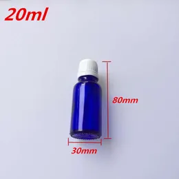 10 pcs 30x80 mm Dark Blue Glass Bottles With White Plastic Cap&Plugs DIY 20 ml Empty Essential Oil Jars