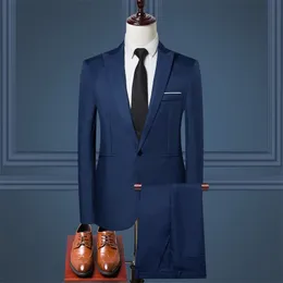 Новые мужчины плюс размер 5xl Slim Casual Blazer+Pants Men Suits For Business Office Formal Wedding Wedding 2 штуки мужчины Blazer Set 201105
