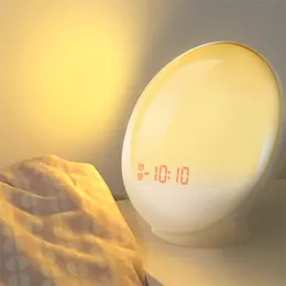 TITIROBA Wecker Wake Up Light Digital Snooze Natur Nachtlampe Uhr Sonnenaufgang Buntes Licht mit Naturgeräuschen FM Radios 201222