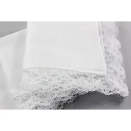 25cm de renda branca lenço fino lenço 100% algodão de algodão Mulher presente de casamento decoração de pano guardanapo diy liso em branco jllkrf sinabag