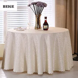 1pc multi storlek vit polyester hotell middag bordtyg rund tvättbar guld virkade blommig duk för bröllopsfest dekor t200707