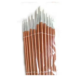 24pcs /lot Round Shape Nylon Hair Wooden Handle Paint Brush Set Tool For Art School Watercolor Acrylic P jlluMy mx_home